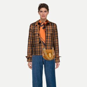 DEREK LAM 10 CROSBY PLAID BUTTON DOWN CROPPED JACKET